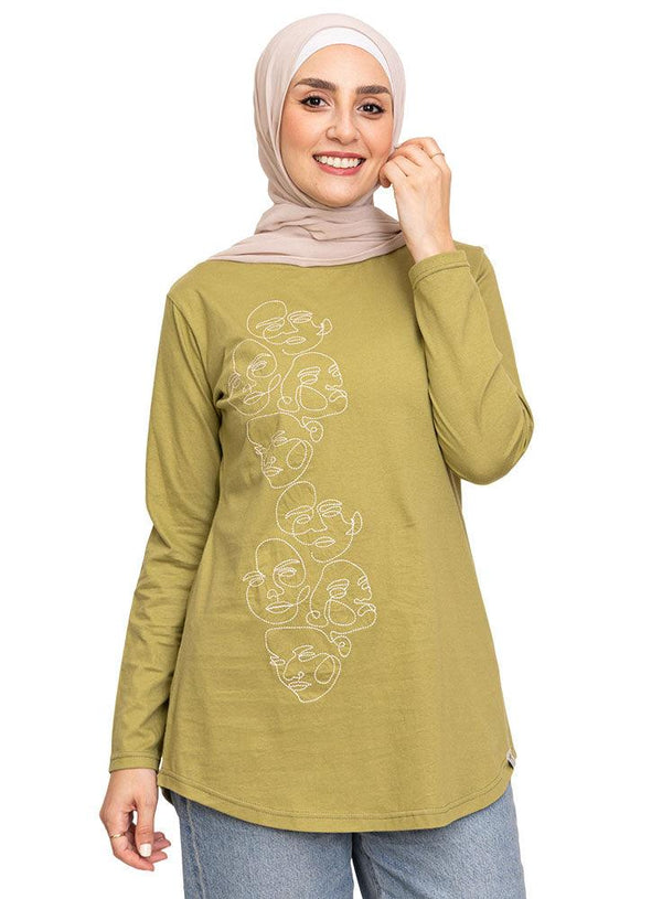 Fern Printed Long - Sleeve Faces - Khotwh